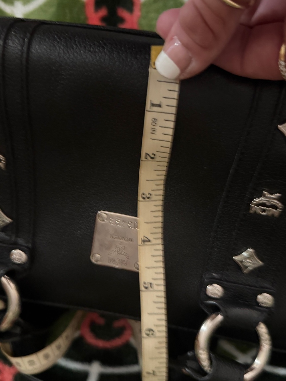 MCM Black Leather Satchel with Silver Hardware Accents - Picture 11 of 13